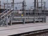 railway steel works safety barrier on stairway using Interclamp steel tube 