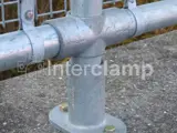 Tube clamp and key clamp fitted to create pedestrian barrier using handrail system