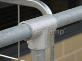 Interclamp tube clamp fitting on handrail system fitted at a service station in England 