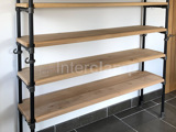 wooden oak shelving made with Interclamp steel tube, tube fittings and key clamp fittings