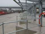 pedestrian safety barrier made with Interclamp tube clamp and steel tube 