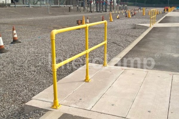 A barrier constructed from Interclamp GRP fittings and tube used to protect a electrical substation