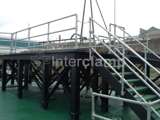 Safety barrier and stair handrails placed on boat port decking 